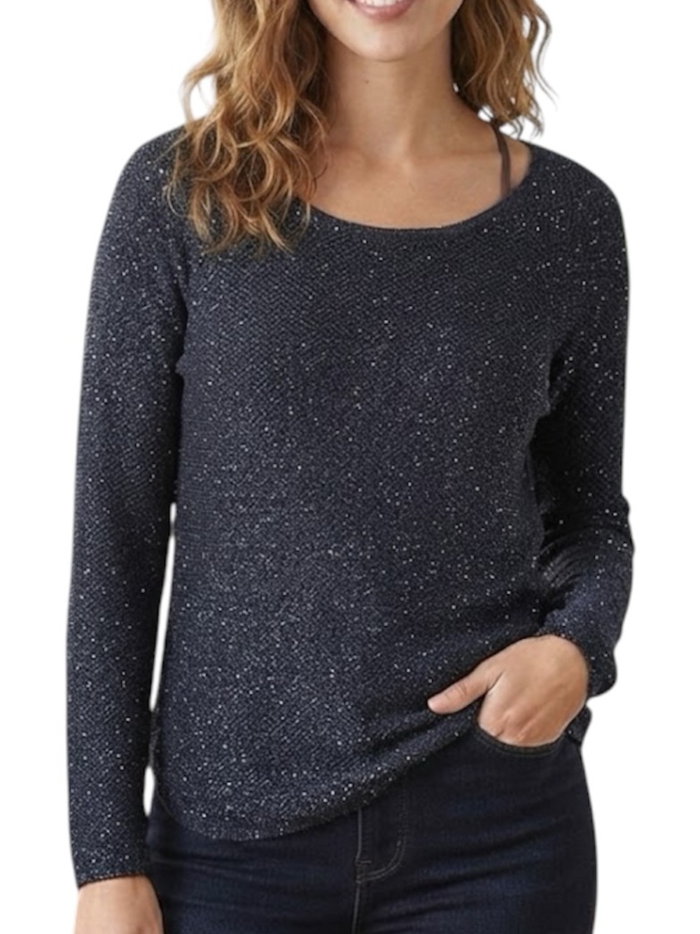 JESSICA SIMPSON Kitten Black Gold Glitter Eyelash Hi-Low Sweater XS Vacation